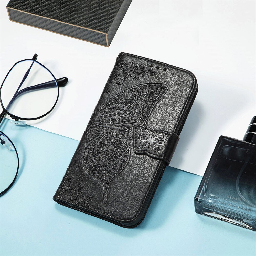 Husa Flip pentru Motorola Moto G15 / Motorola Moto G15 Power, Butterfly, Neagra