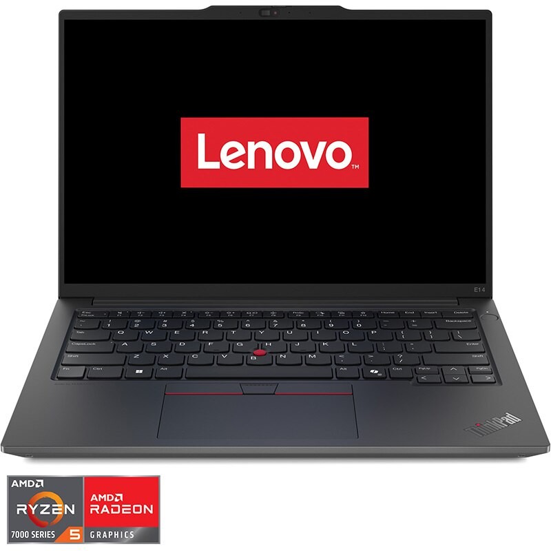 Laptop Lenovo ThinkPad E14 Gen 6 cu procesor AMD Ryzen™ 5 7535HS pana la 4.55 GHz, 14", WUXGA, IPS, 32GB DDR5, 1TB SSD, AMD Radeon™ 660M Graphics, No OS, Black, 3Y Onsite upgrade