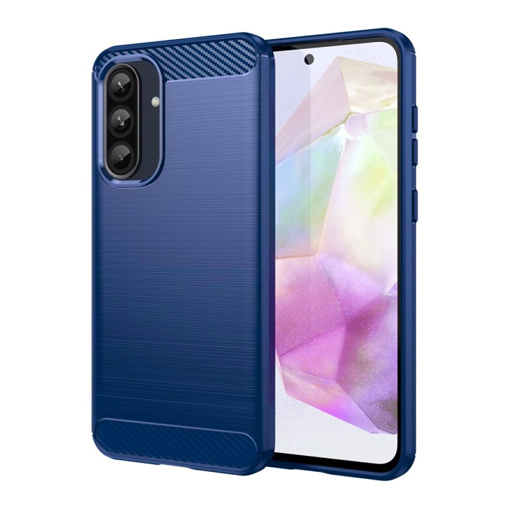 Husa Carbon Resistance pentru Samsung Galaxy A56, OPTIM SOLUTION, Optimizare Anti-Soc, Long Term Case, Albastru