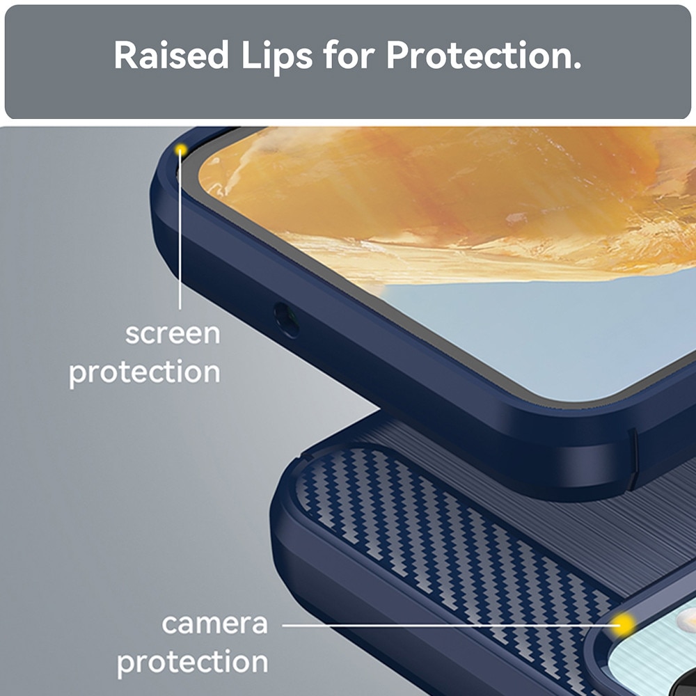 Husa Carbon Resistance pentru Samsung Galaxy A56, OPTIM SOLUTION, Optimizare Anti-Soc, Long Term Case, Albastru