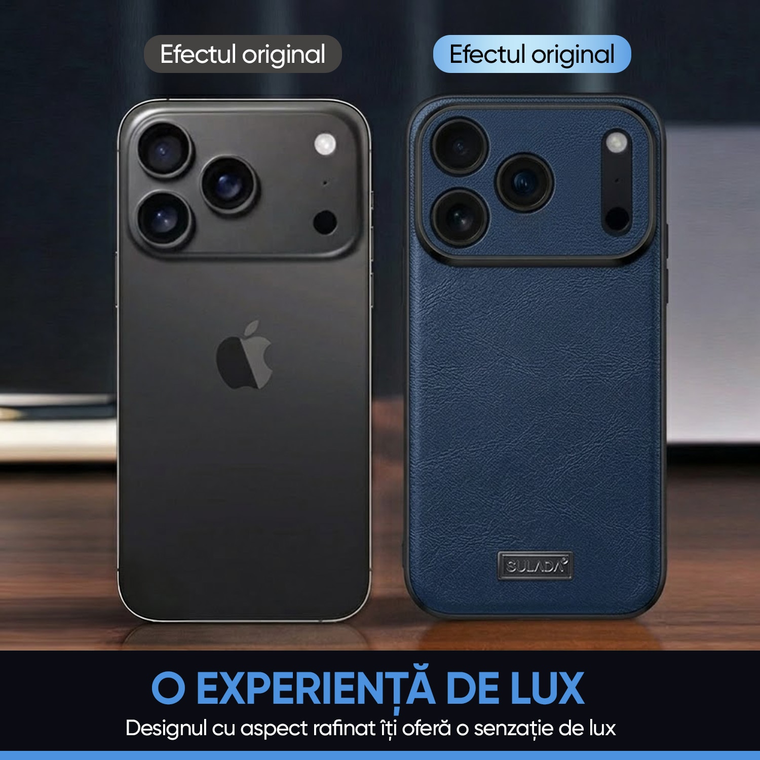 Huse pentru iPhone 17PRO, Ultrixe, Coperta moale cu imitatie de piele, Albastru