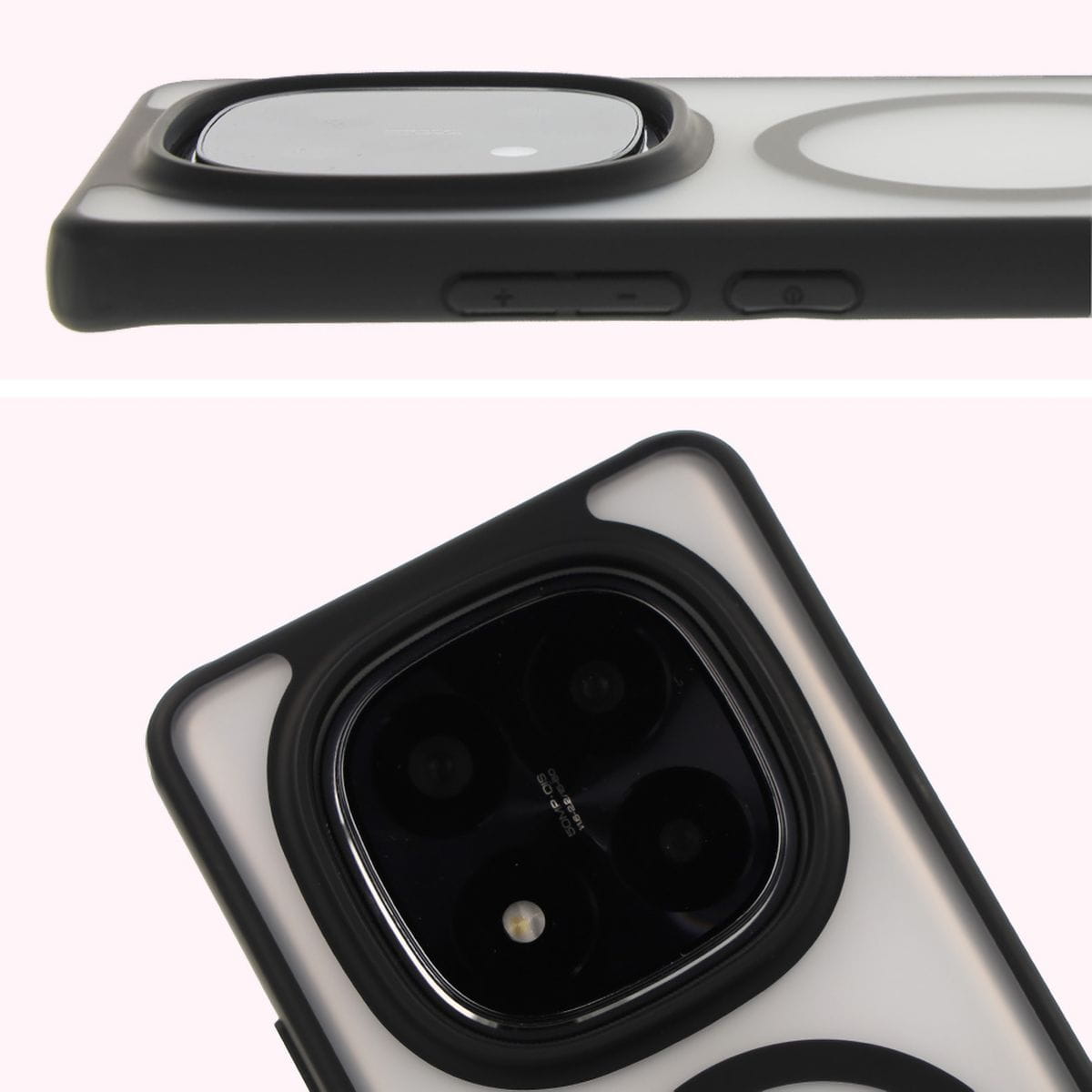 Husa Bizon Case MatteO pentru Xiaomi Redmi Note 14 Pro 5G / 14 Pro+ 5G / Poco X7, semi-transparent cu rama neagra