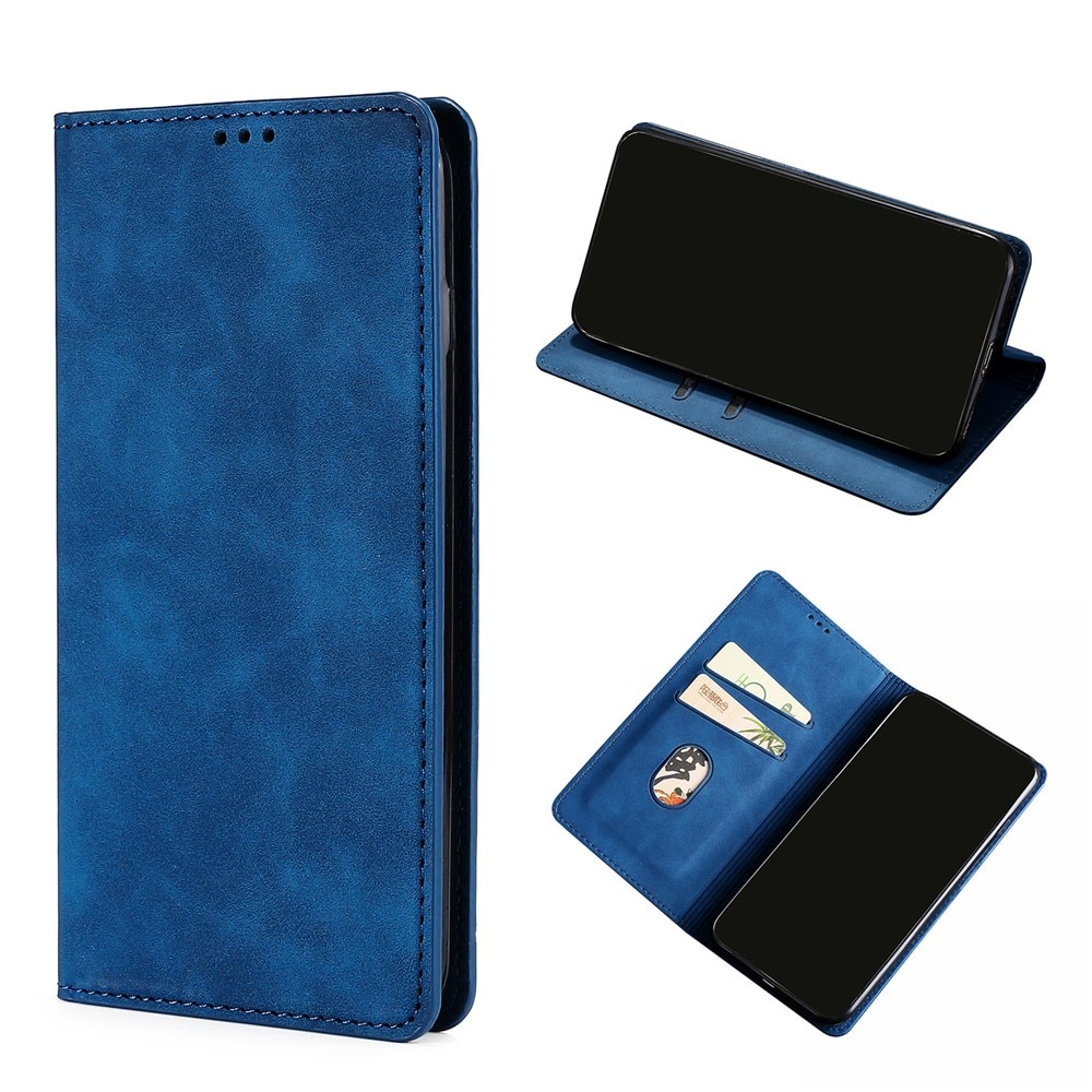 Husa Deluxe compatibila cu Motorola G15 – Tip Carte, Piele Ecologica Albastru, Functie Stand si Protectie 360