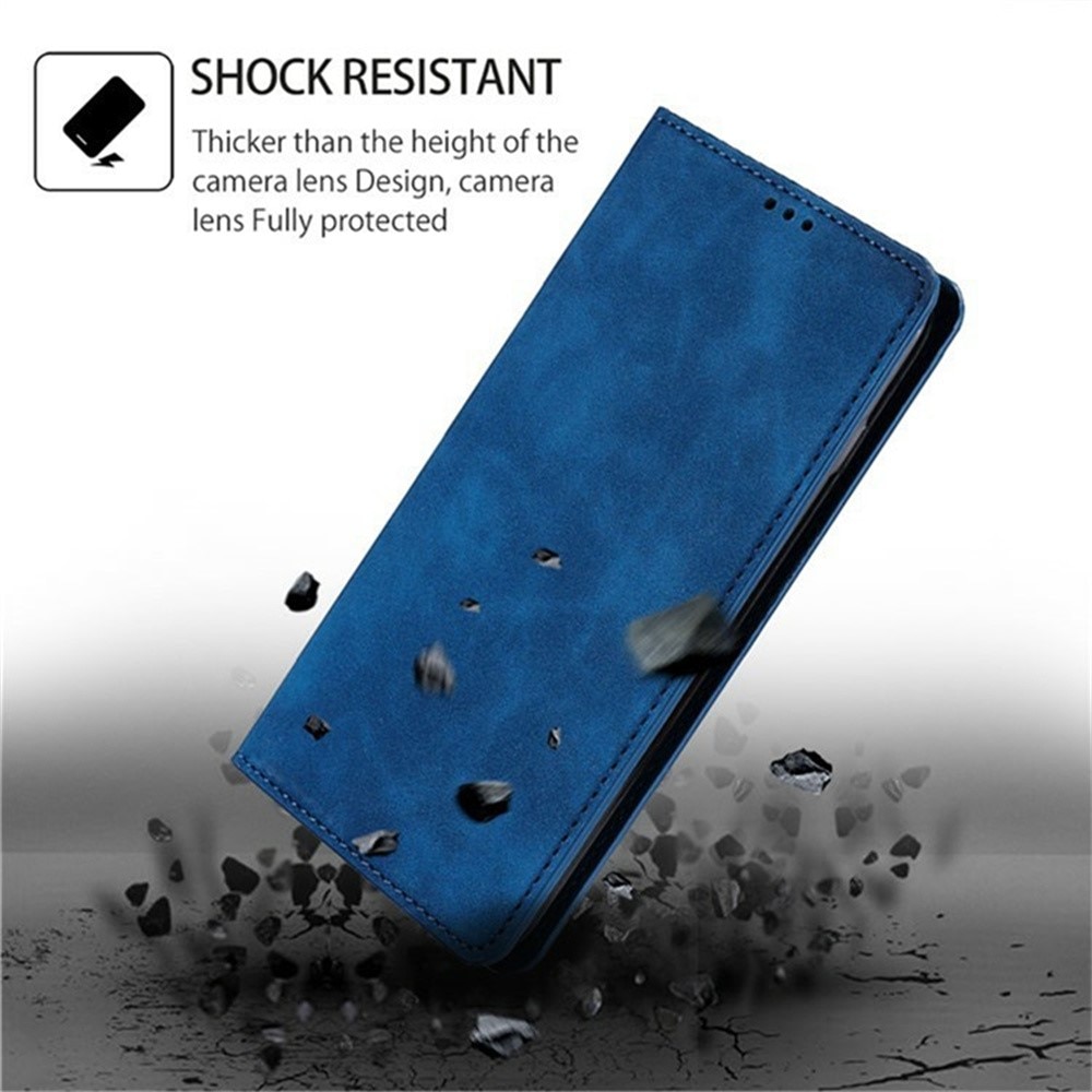 Husa Deluxe compatibila cu Motorola G15 – Tip Carte, Piele Ecologica Albastru, Functie Stand si Protectie 360
