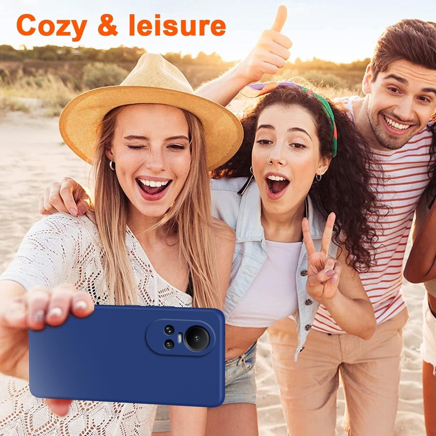 Husa de Protectie, Flippy, pentru Oppo Reno 10 5G, Liquid Silicone, cu Microfibra pe Interior, Protectie Antisoc, Compatibil Incarcare Wireless, Albastru