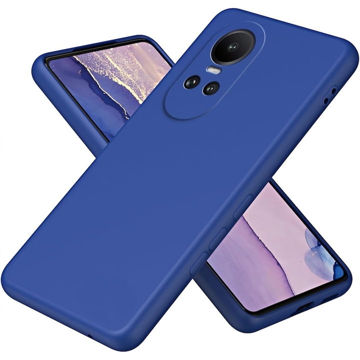 Husa de Protectie, Flippy, pentru Oppo Reno 10 5G, Liquid Silicone, cu Microfibra pe Interior, Protectie Antisoc, Compatibil Incarcare Wireless, Albastru