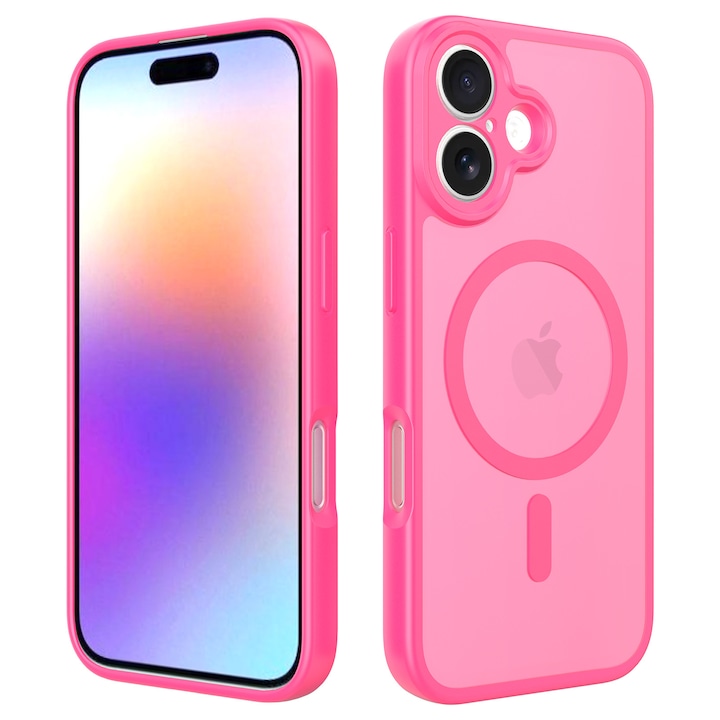 Husa de protectie pentru iPhone 17, Omelivon, MagSafe, Protectie completa, Anti-Soc, Decupaje Precise, Incarcare Wireless, Roz aprins