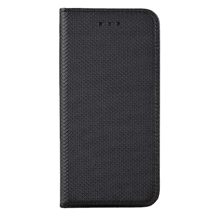 Husa Flip tip carte pentru Motorola Moto G54, Piele PU cu Inchidere Magnetica, Texture design, Smart Soft Close, Negru