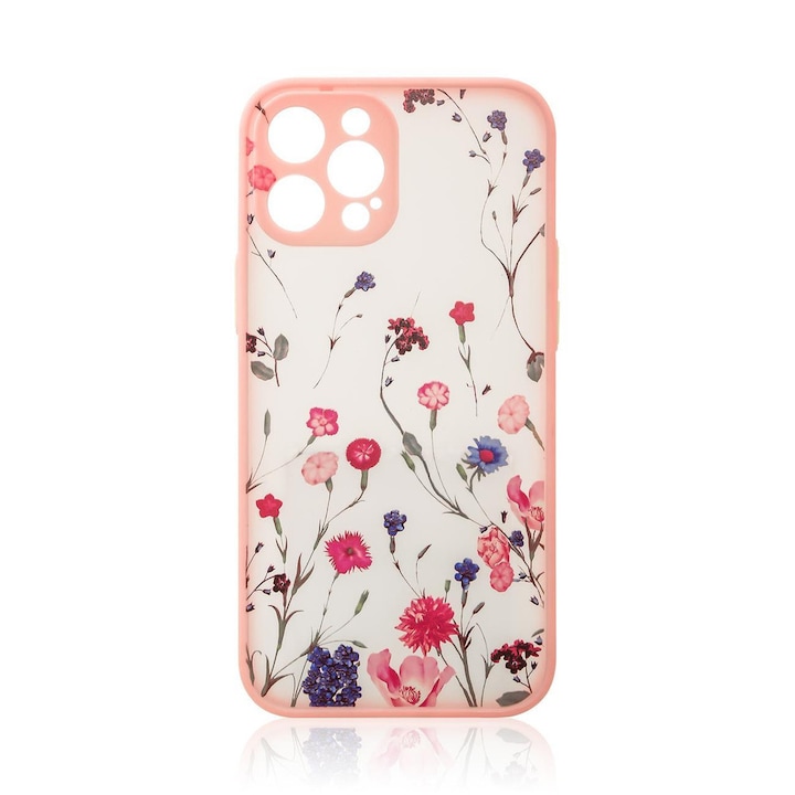 Carcasa Flower Design compatibila cu iPhone 12 Pro Max, Roz