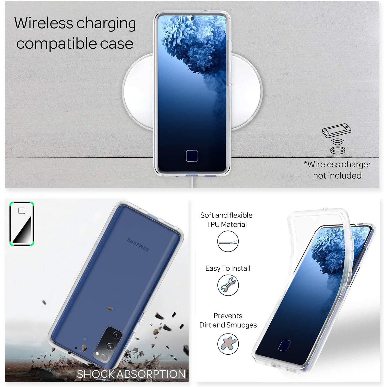 Husa fata spate 360 compatibila cu Samsung Galaxy A22 4G / LTE Transparent