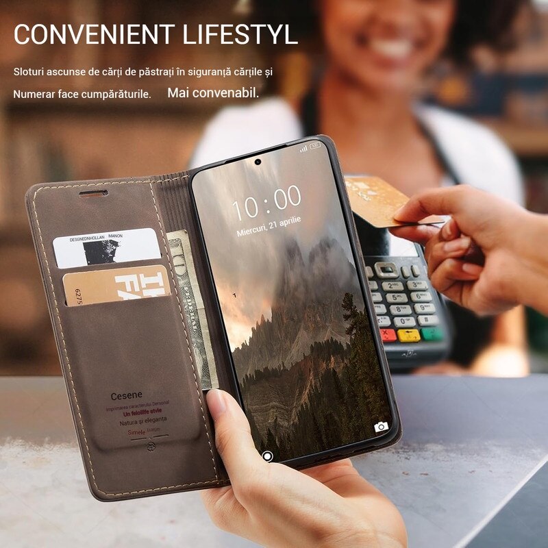 Husa compatibila cu Xiaomi 14T, carcasa transparenta rezistenta la socuri cu suport inel magnetic. Husa pentru Xiaomi 14T din silicon moale/TPU-Kaki