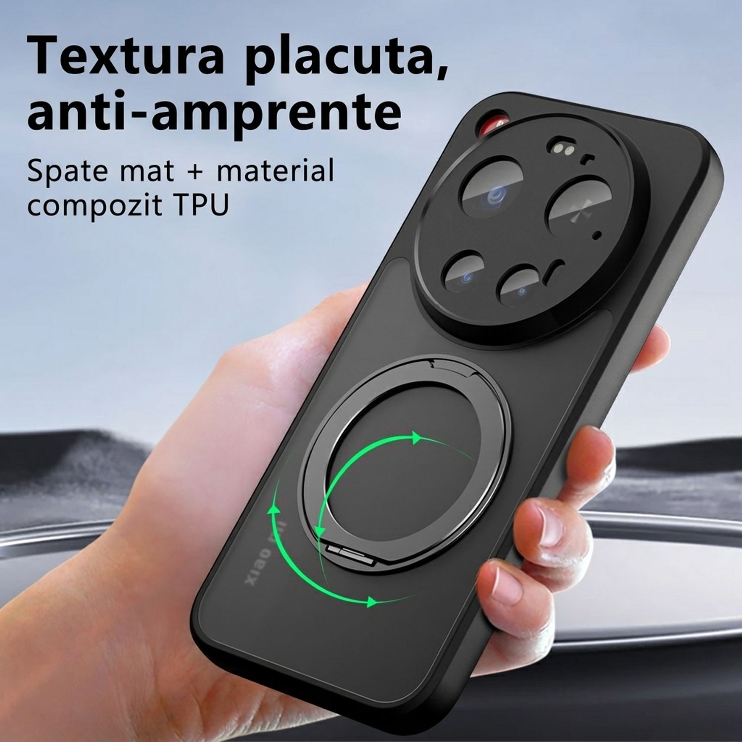 Husa pentru Xiaomi 17 Ultra, Magnetic MagSafe, Suport Rotativ Magnetic 360, Anti-Shock Protection, Negru