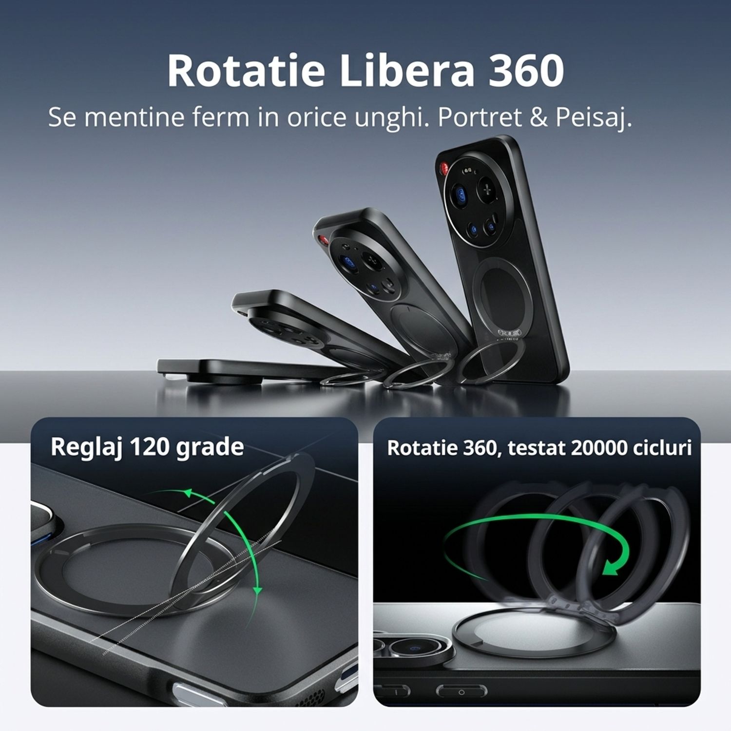 Husa pentru Xiaomi 17 Ultra, Magnetic MagSafe, Suport Rotativ Magnetic 360, Anti-Shock Protection, Negru