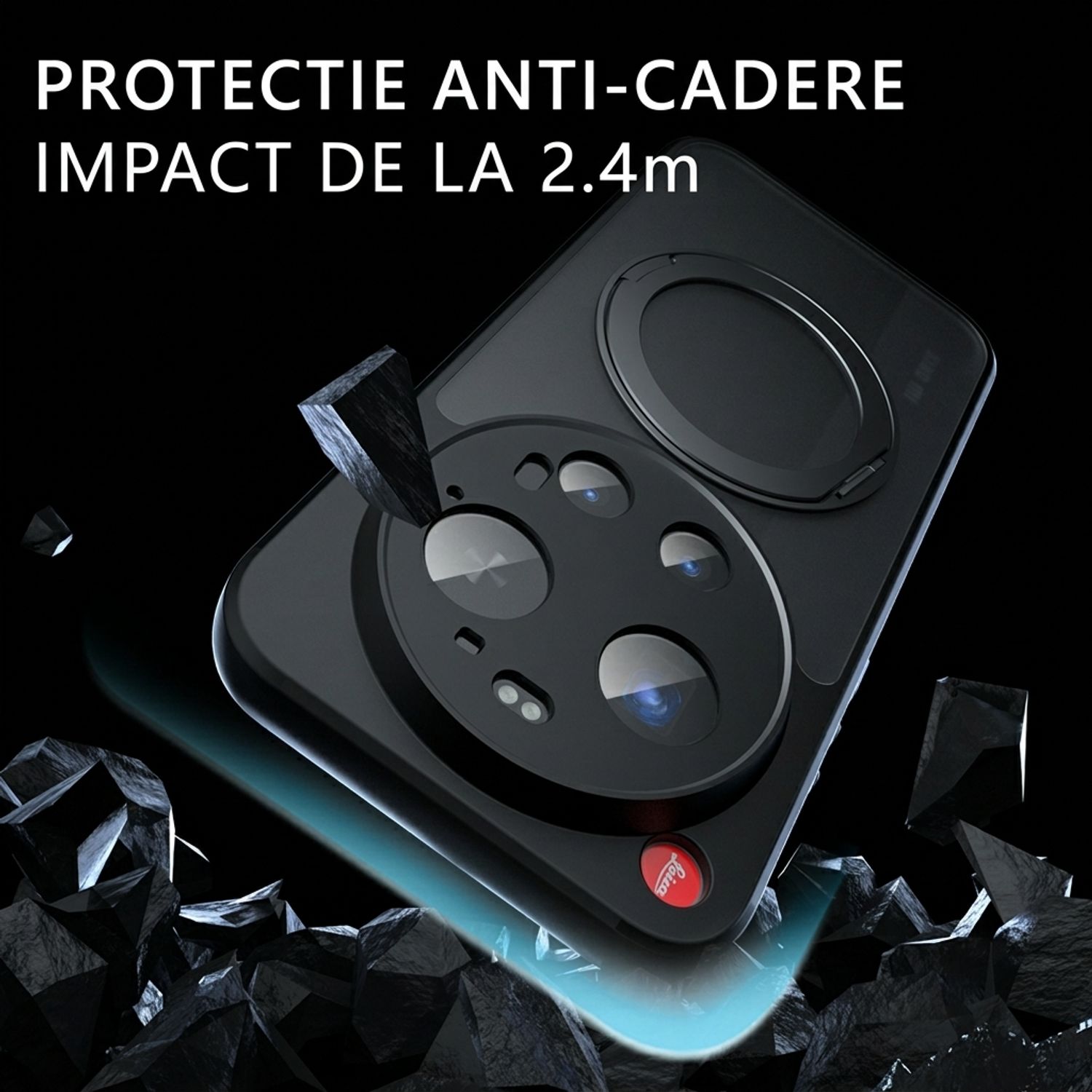 Husa pentru Xiaomi 17 Ultra, Magnetic MagSafe, Suport Rotativ Magnetic 360, Anti-Shock Protection, Negru