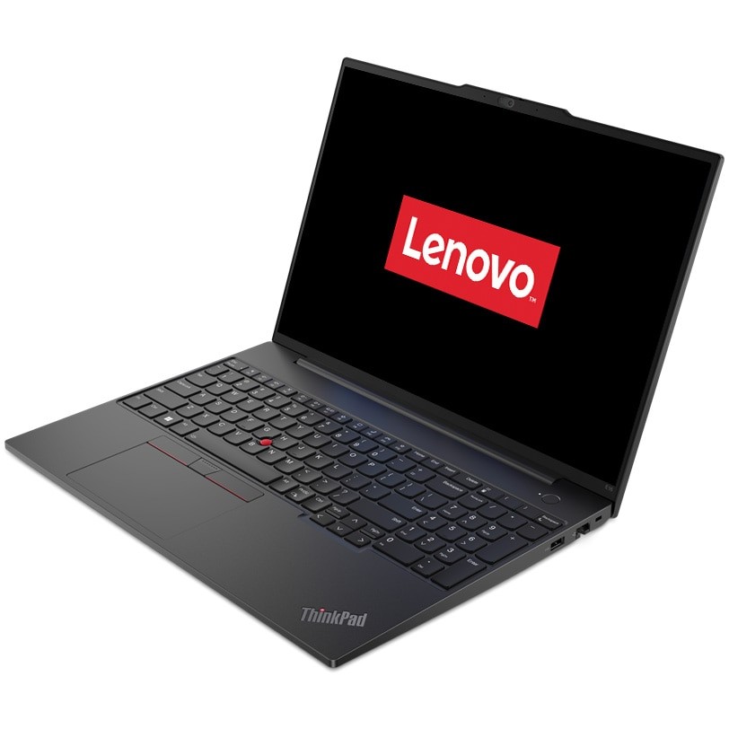 Laptop Lenovo ThinkPad E16 Gen 1 cu procesor AMD Ryzen™ 7 7730U pana la 4.5GHz, 16", WUXGA, IPS, 8GB DDR4-3200 + 8GB SO-DIMM DDR4-3200, 512GB SSD, AMD Radeon™ Graphics, No OS, Graphite Black, 3y Courier or Carry-in