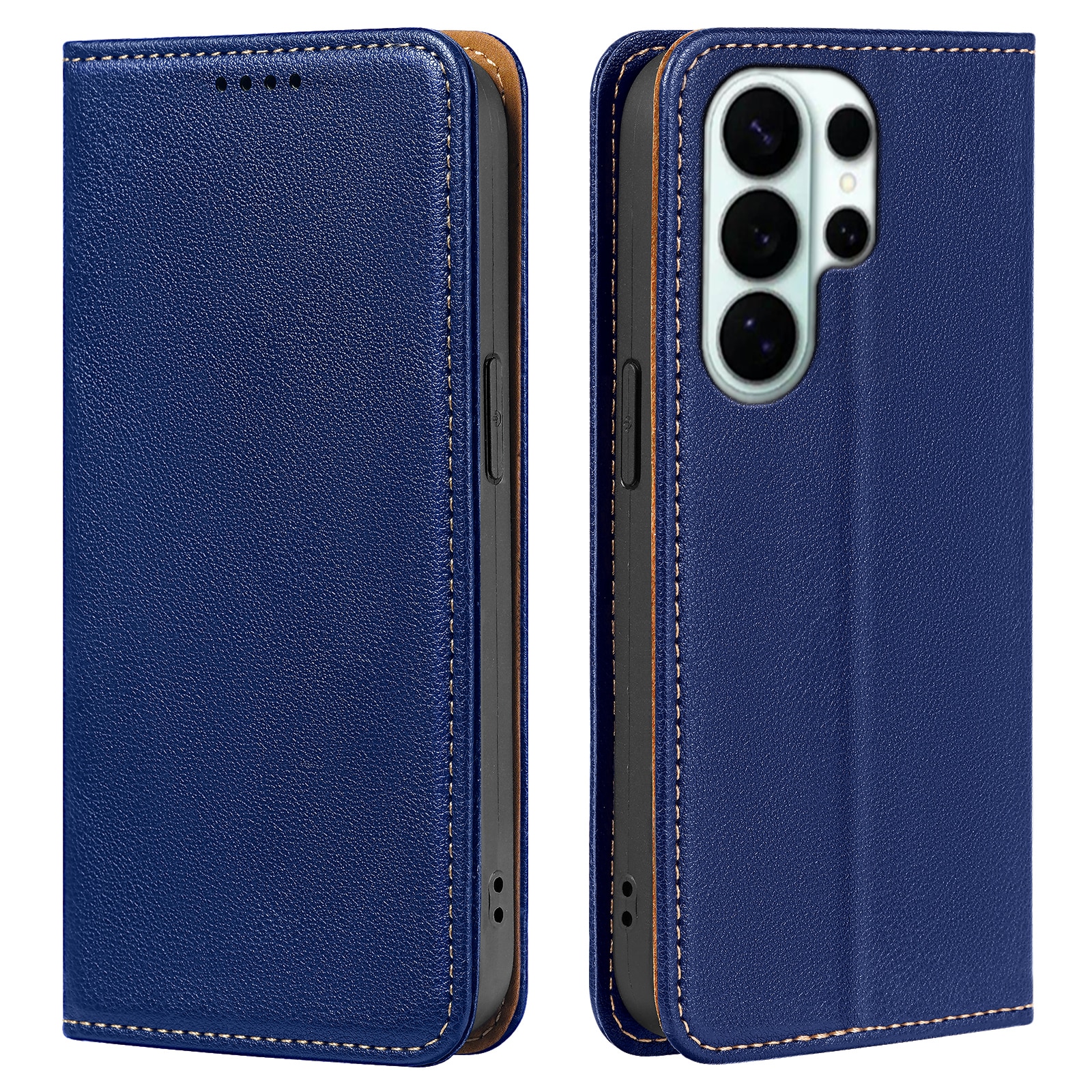 Husa pentru Samsung Galaxy S26 Ultra, Omelivon, Leather Flip Cover, cu Portofel Interior, Functie de Stand si Inchidere Magnetica, Finisaje Premium, Antisoc, Albastru
