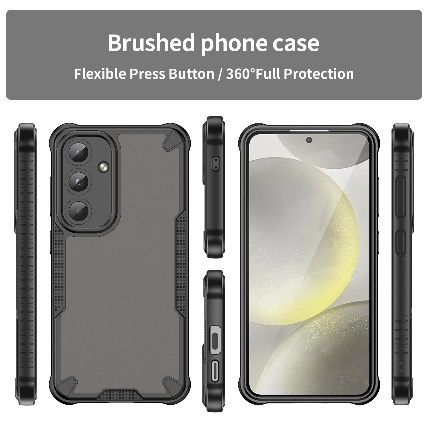 Husa telefon, pentru Samsung Galaxy S25 Armor of Brushed Comfortable Oil Waterproof TPU+PC Soft Semi-translucentmatte Feel, Negru | Transparent