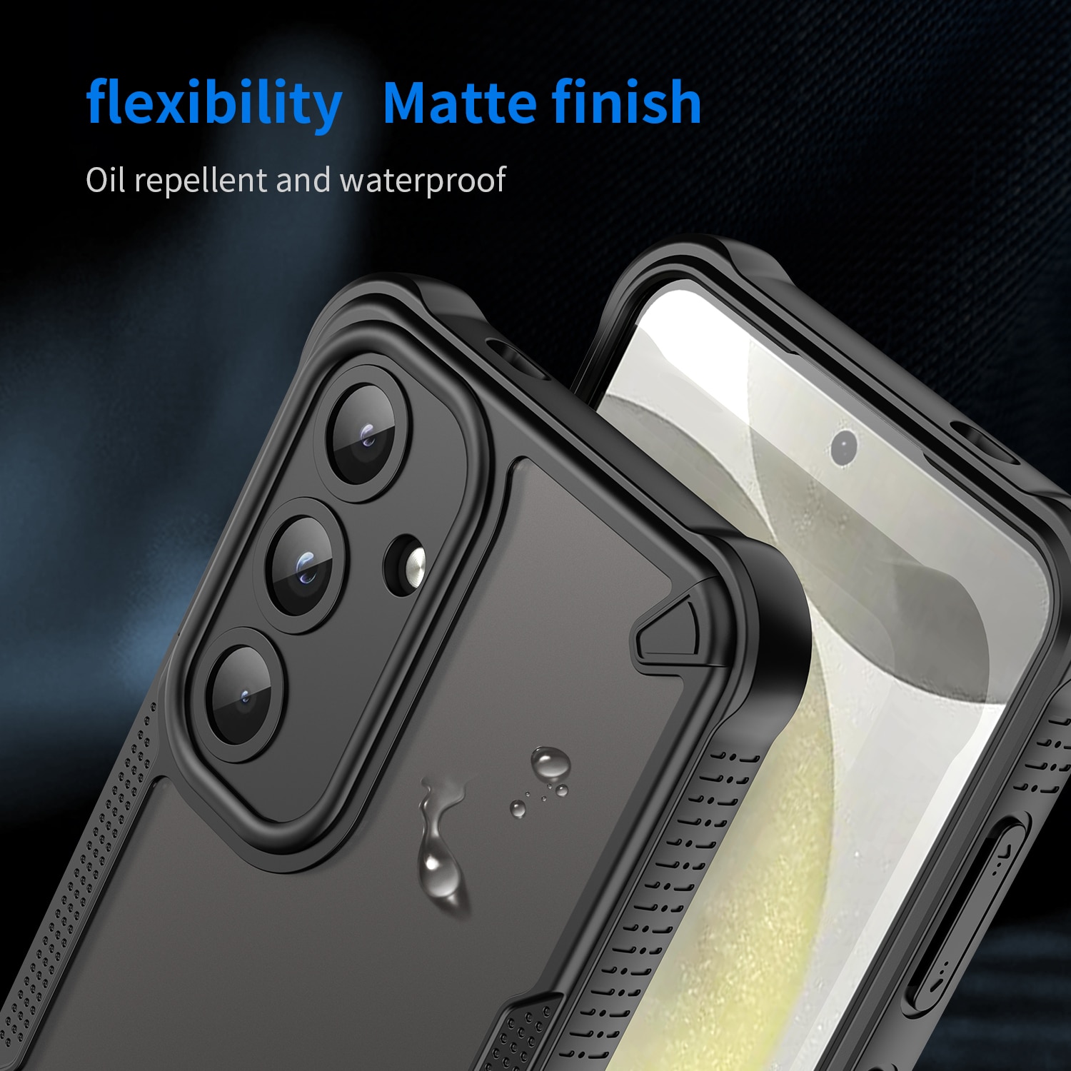 Husa telefon, pentru Samsung Galaxy S25 Armor of Brushed Comfortable Oil Waterproof TPU+PC Soft Semi-translucentmatte Feel, Negru | Transparent