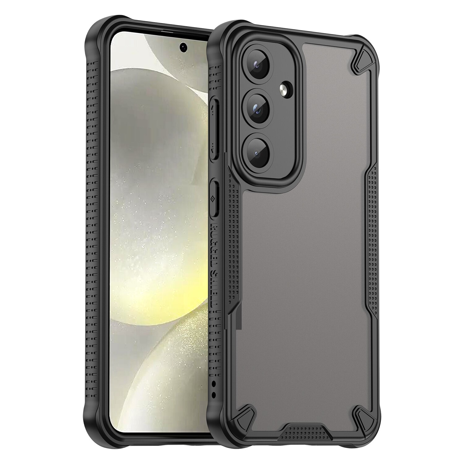 Husa telefon, pentru Samsung Galaxy S25 Armor of Brushed Comfortable Oil Waterproof TPU+PC Soft Semi-translucentmatte Feel, Negru | Transparent