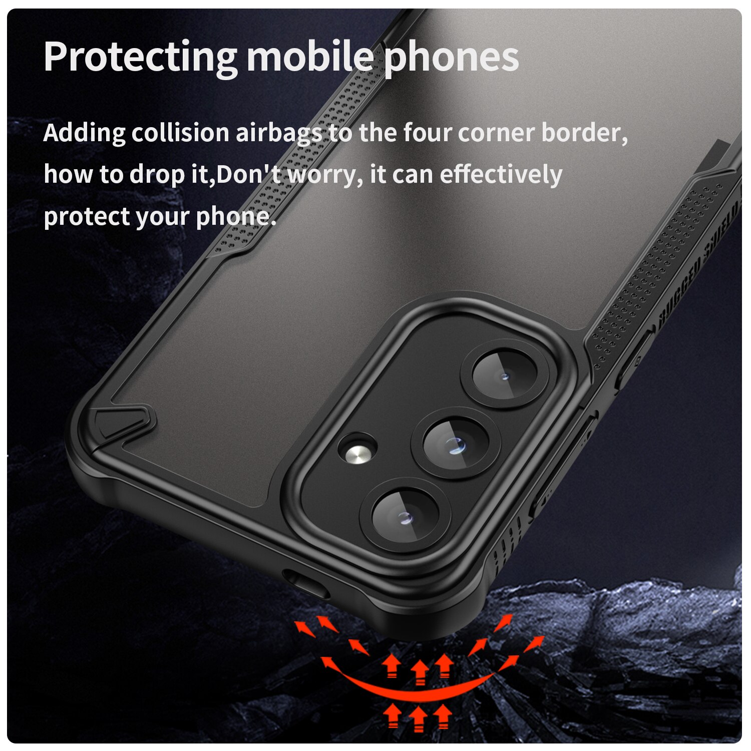Husa telefon, pentru Samsung Galaxy S25 Armor of Brushed Comfortable Oil Waterproof TPU+PC Soft Semi-translucentmatte Feel, Negru | Transparent