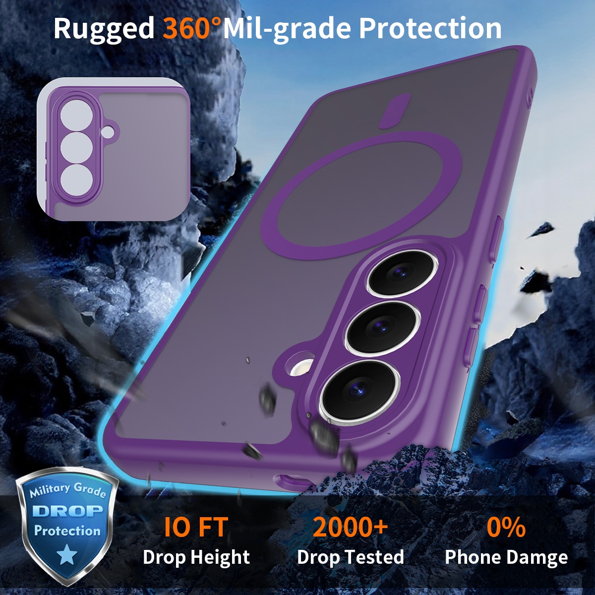 Husa de protectie pentru Samsung Galaxy S26, Omelivon, MagSafe, Protectie completa, Anti-Soc, Decupaje Precise, Incarcare Wireless, Materiale Premium, Violet inchis