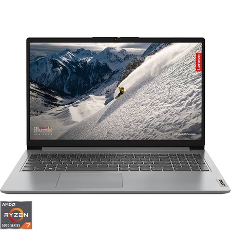 Laptop Lenovo IdeaPad 1 cu procesor AMD Ryzen™ 7 5700U pana la 4.3GHz, 15.6", Full HD, 8GB DDR4 RAM, 1.92 TB SSD, AMD Radeon™ Graphics, No OS, Cloud Grey