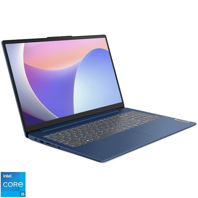 Laptop Lenovo IdeaPad Slim 3 15IAH8 cu procesor Intel® Core™ i5-12450H pana la 4.4 GHz, 8 cores, 15.6", Full HD, IPS, 8GB DDR5, 256 GB SSD, Intel® UHD Graphics, No OS, Abyss Blue