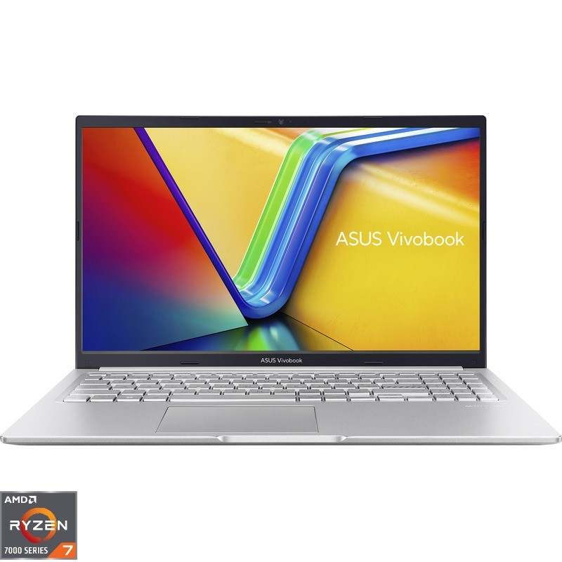 Laptop ASUS Vivobook 15 M1502YA cu procesor AMD Ryzen™ 7 7730U pana la 4.5GHz, 15.6'', Full HD, IPS, 16GB DDR4, 2 TB SSD, AMD Radeon™ Graphics, No OS, Cool Silver