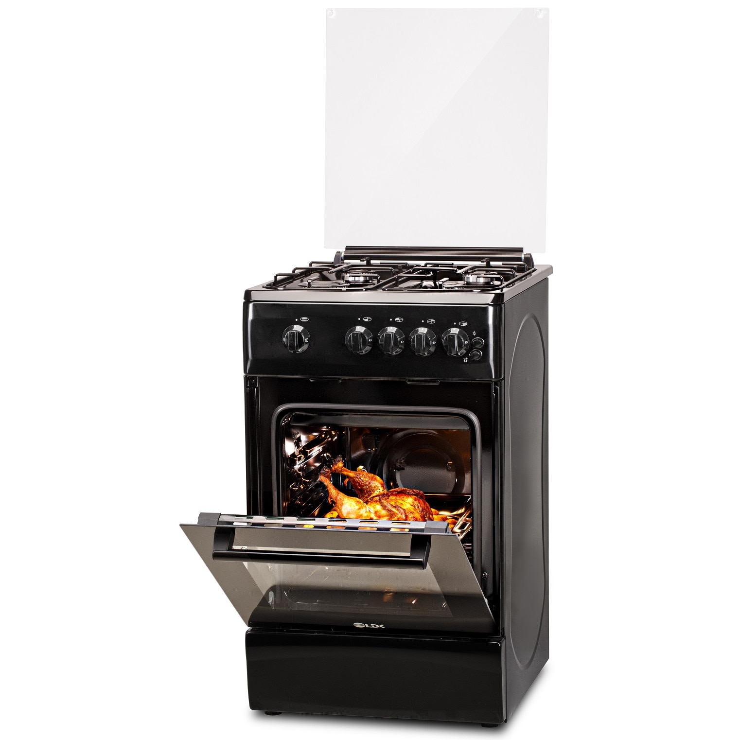 5060 GRAI BLACK RMV LPG, 4 Arzatoare Gaz, Siguranta, Grill, Rotisor, Aprindere, Iluminare, Capac sticla,, Duze pentru GPL, Negru