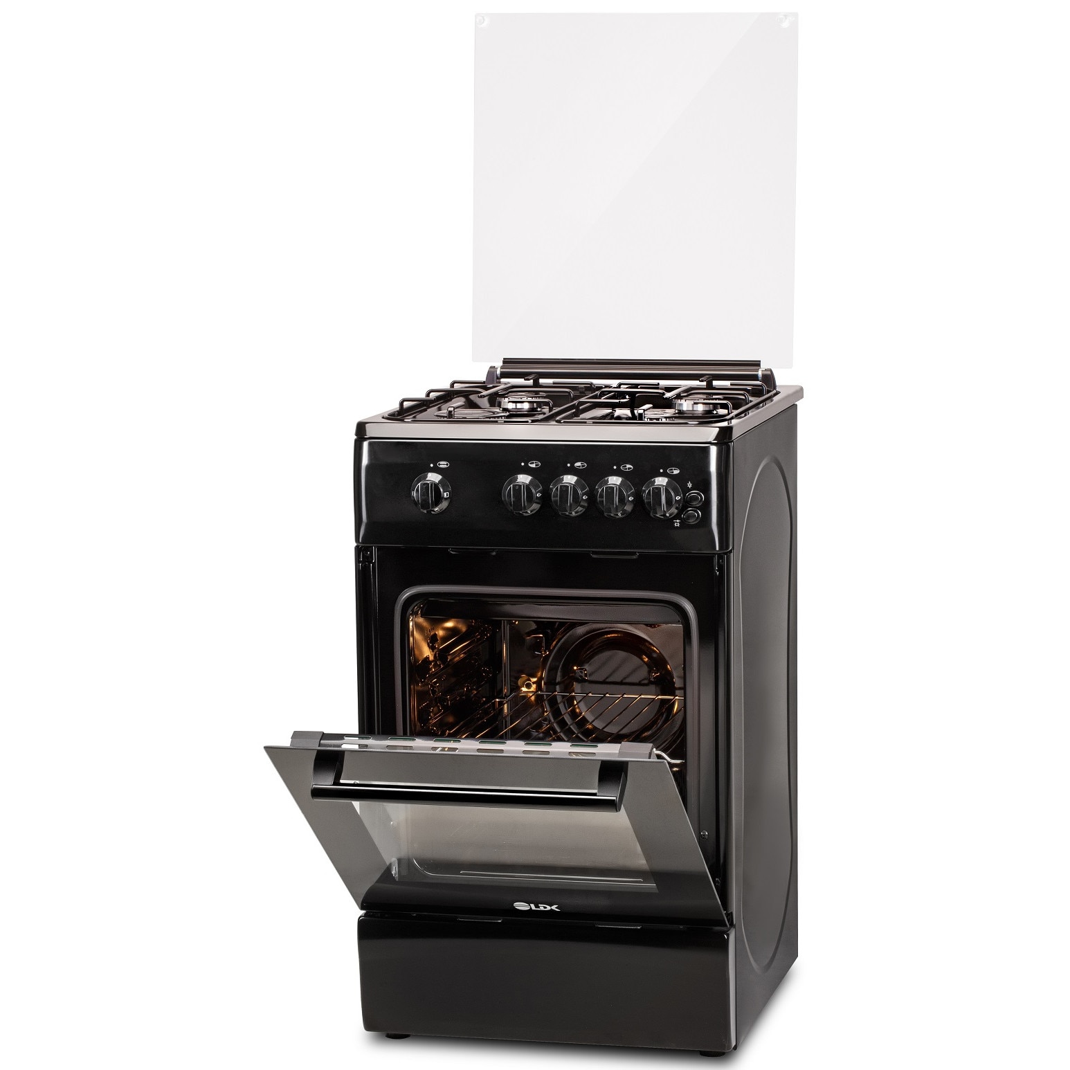 5060 GRAI BLACK RMV LPG, 4 Arzatoare Gaz, Siguranta, Grill, Rotisor, Aprindere, Iluminare, Capac sticla,, Duze pentru GPL, Negru