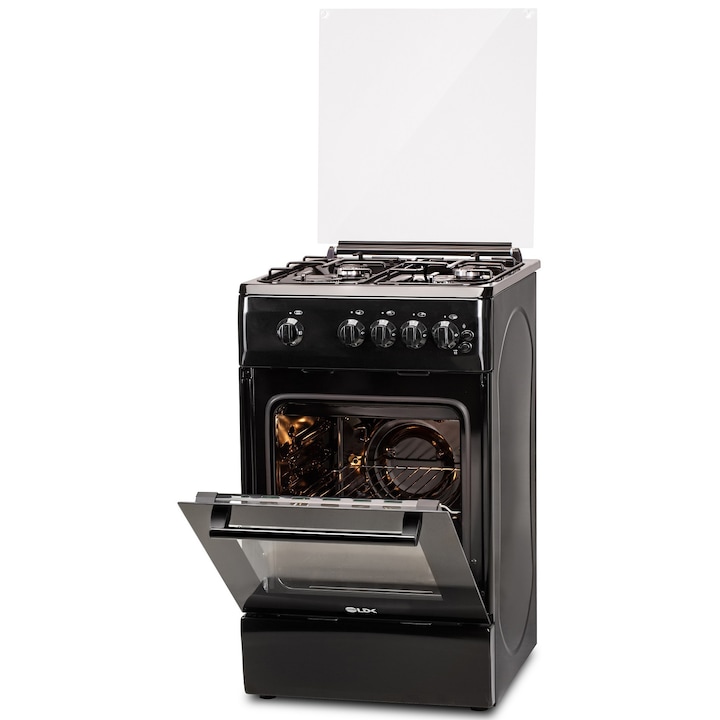 5060 GRAI BLACK RMV LPG, 4 Arzatoare Gaz, Siguranta, Grill, Rotisor, Aprindere, Iluminare, Capac sticla,, Duze pentru GPL, Negru