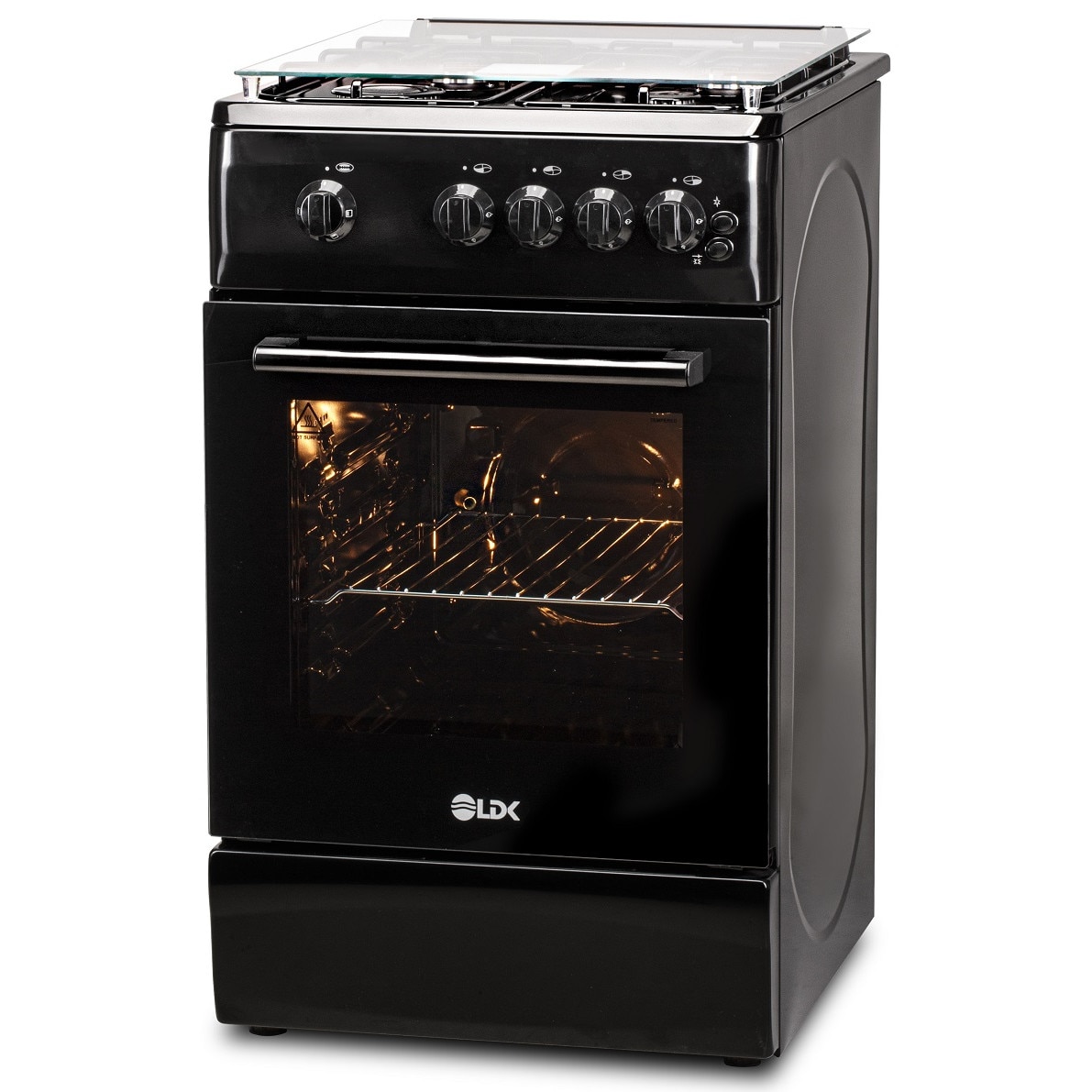 5060 GRAI BLACK RMV LPG, 4 Arzatoare Gaz, Siguranta, Grill, Rotisor, Aprindere, Iluminare, Capac sticla,, Duze pentru GPL, Negru