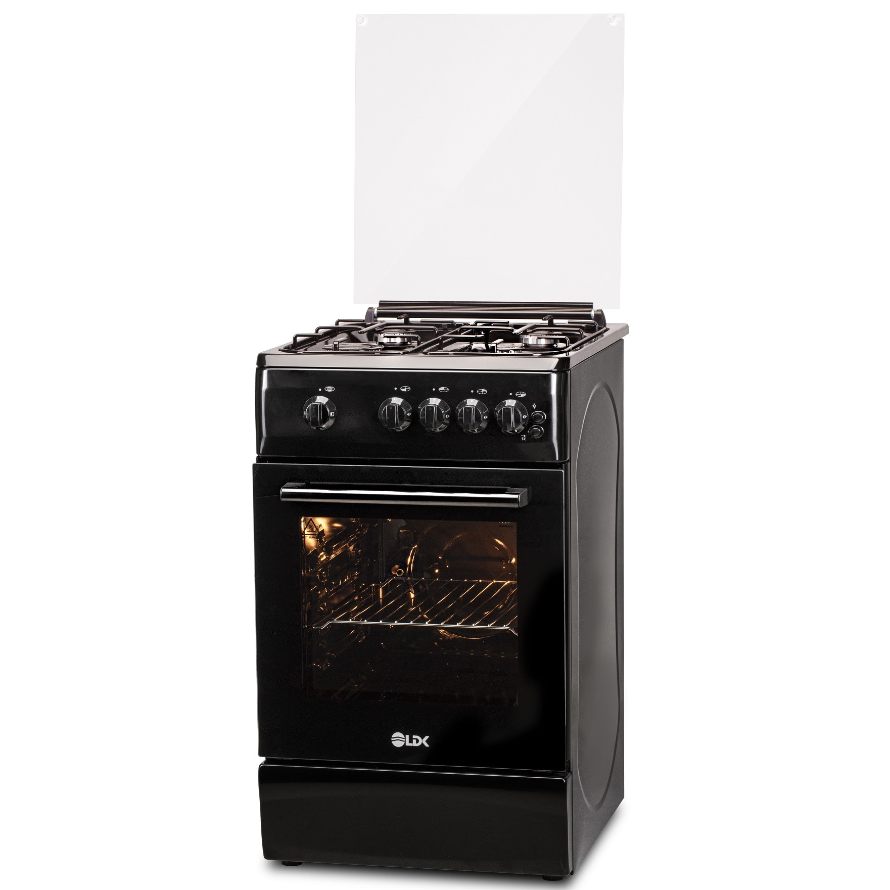 5060 GRAI BLACK RMV LPG, 4 Arzatoare Gaz, Siguranta, Grill, Rotisor, Aprindere, Iluminare, Capac sticla,, Duze pentru GPL, Negru