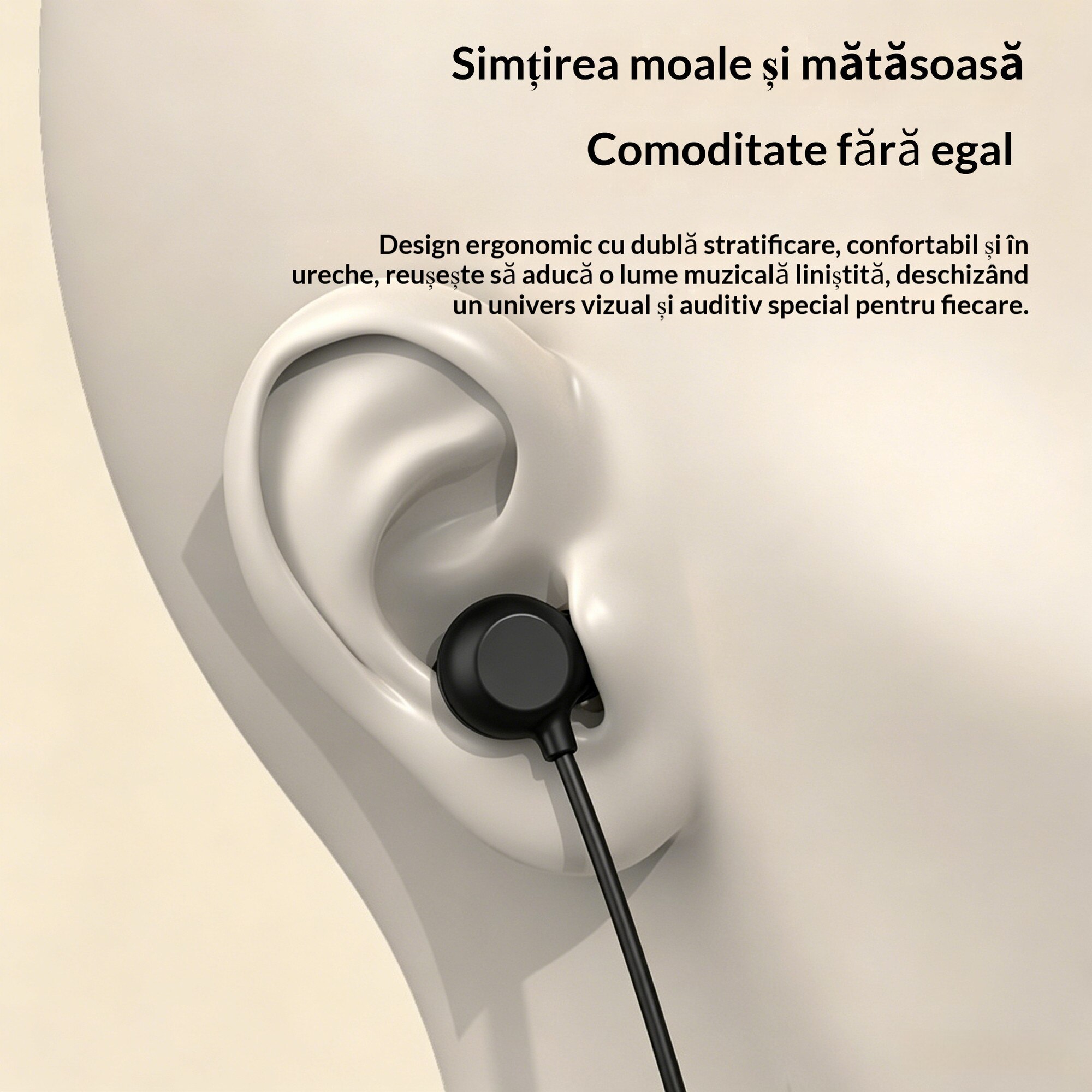 Casca de somn cu fir USB-C, Sunet HiFi, Anulare activa a zgomotului, Design subtire confortabil pentru adulti, Culoare neagra