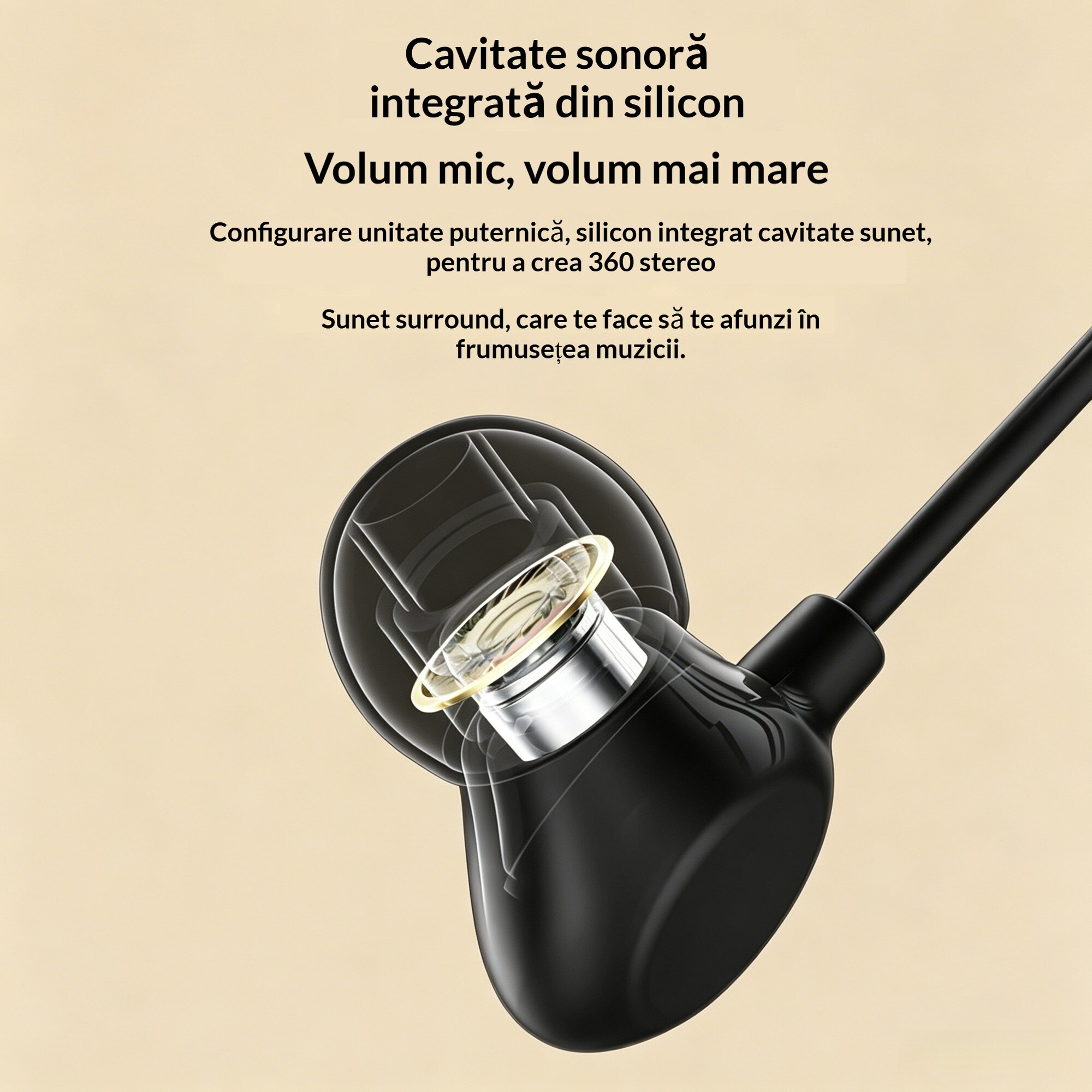 Casca de somn cu fir USB-C, Sunet HiFi, Anulare activa a zgomotului, Design subtire confortabil pentru adulti, Culoare neagra