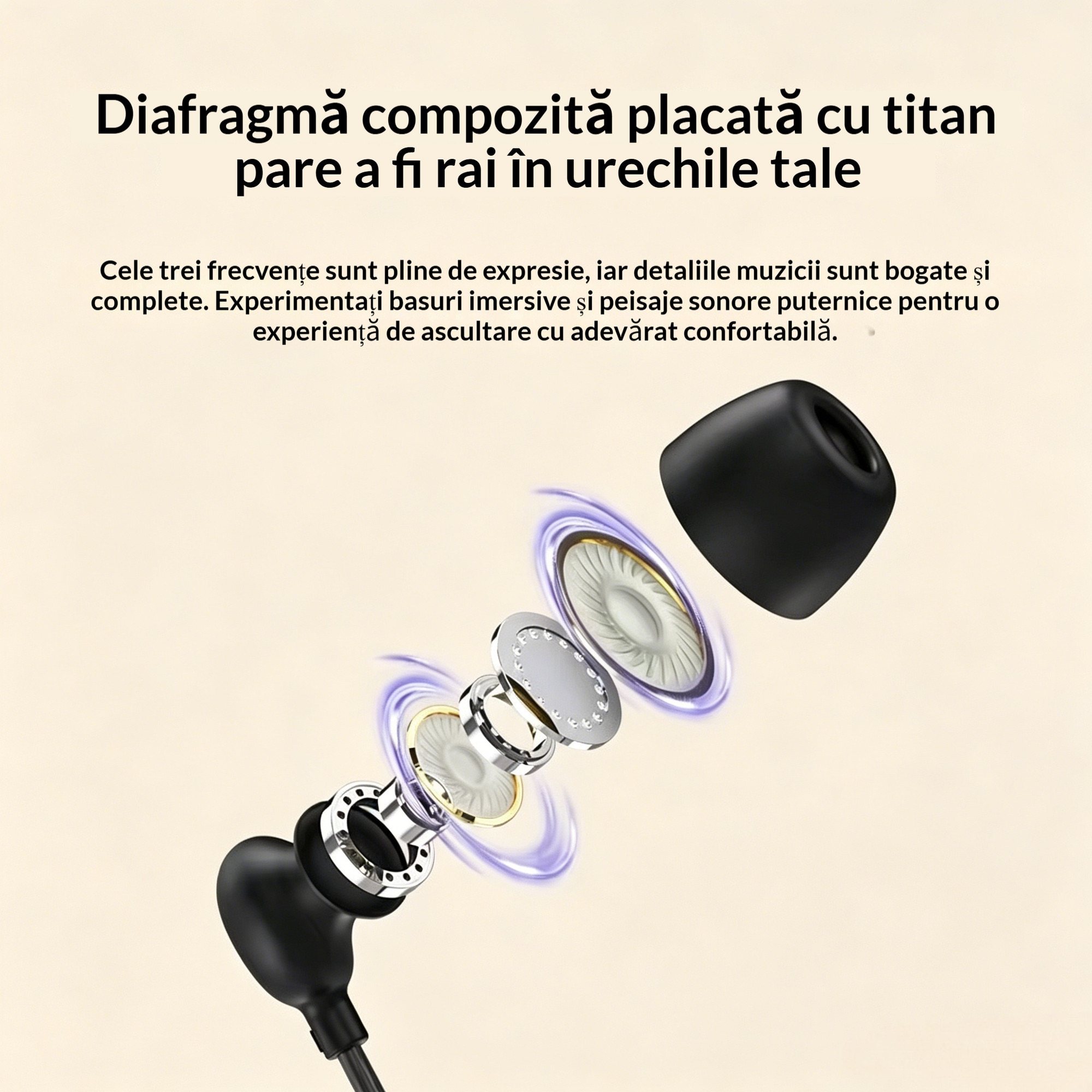 Casca de somn cu fir USB-C, Sunet HiFi, Anulare activa a zgomotului, Design subtire confortabil pentru adulti, Culoare neagra