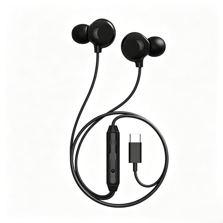 Casca de somn cu fir USB-C, Sunet HiFi, Anulare activa a zgomotului, Design subtire confortabil pentru adulti, Culoare neagra