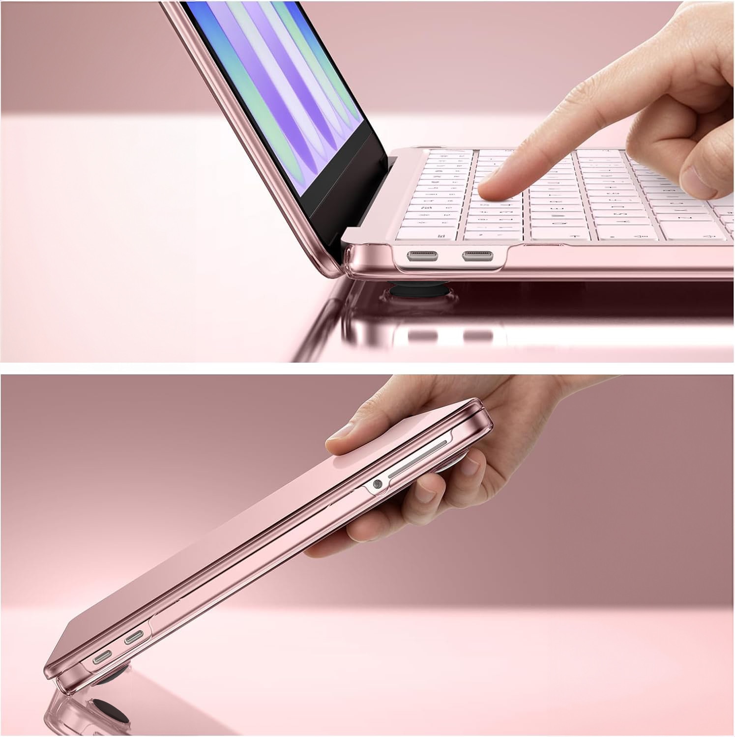 Husa laptop/etui XGSM pentru MacBook Neo 13 (A3404, 2026), hard case, colturi intarite, orificii de ventilatie, roz, 1 buc.