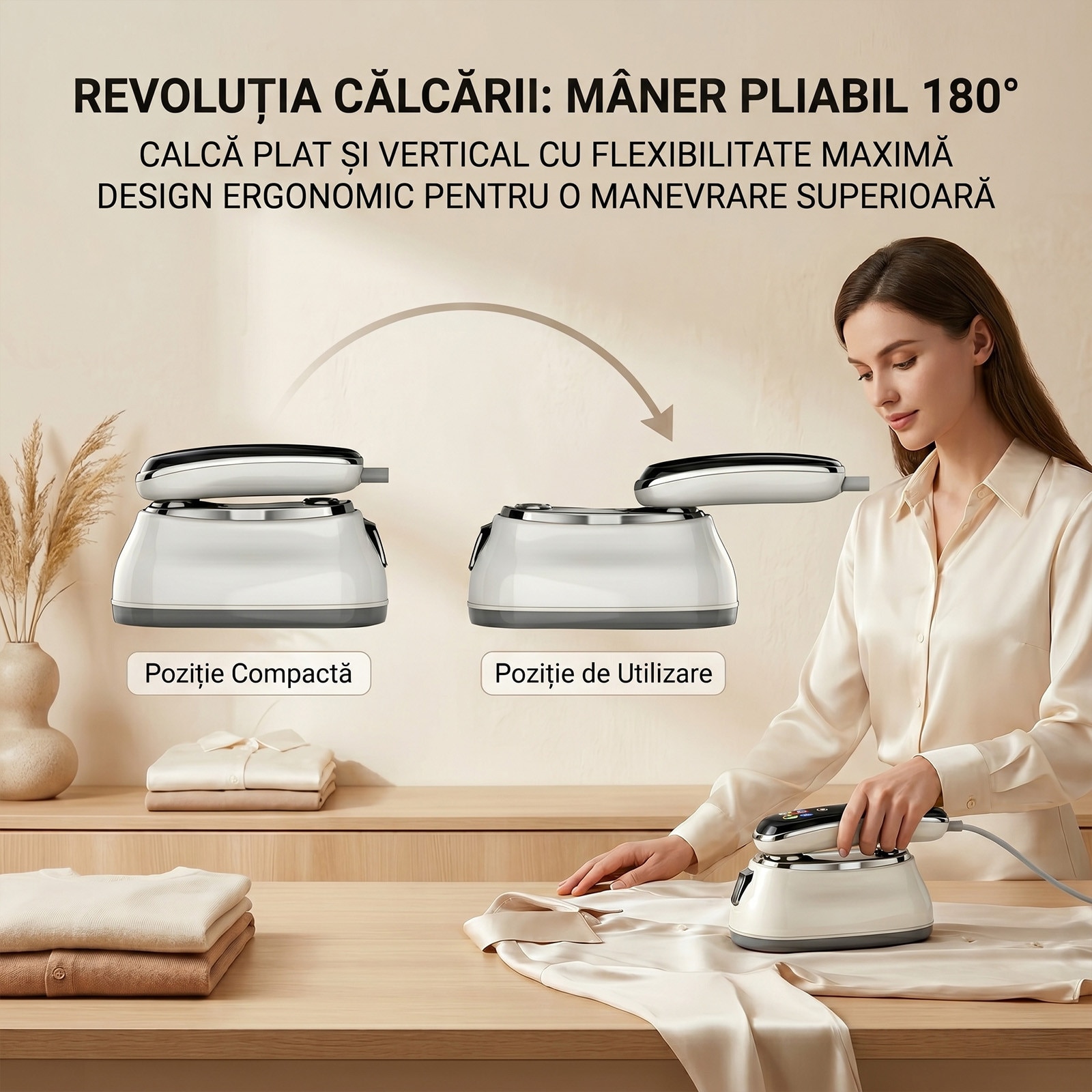 Lttsoyh Fier de calcat portabil cu aburi, 1300 W, debit abur reglabil in 6 trepte (10–20 g/min), functie self-cleaning, incalzire rapida, rezervor 200 ml, calcare verticala si orizontala, pentru acasa si in deplasare