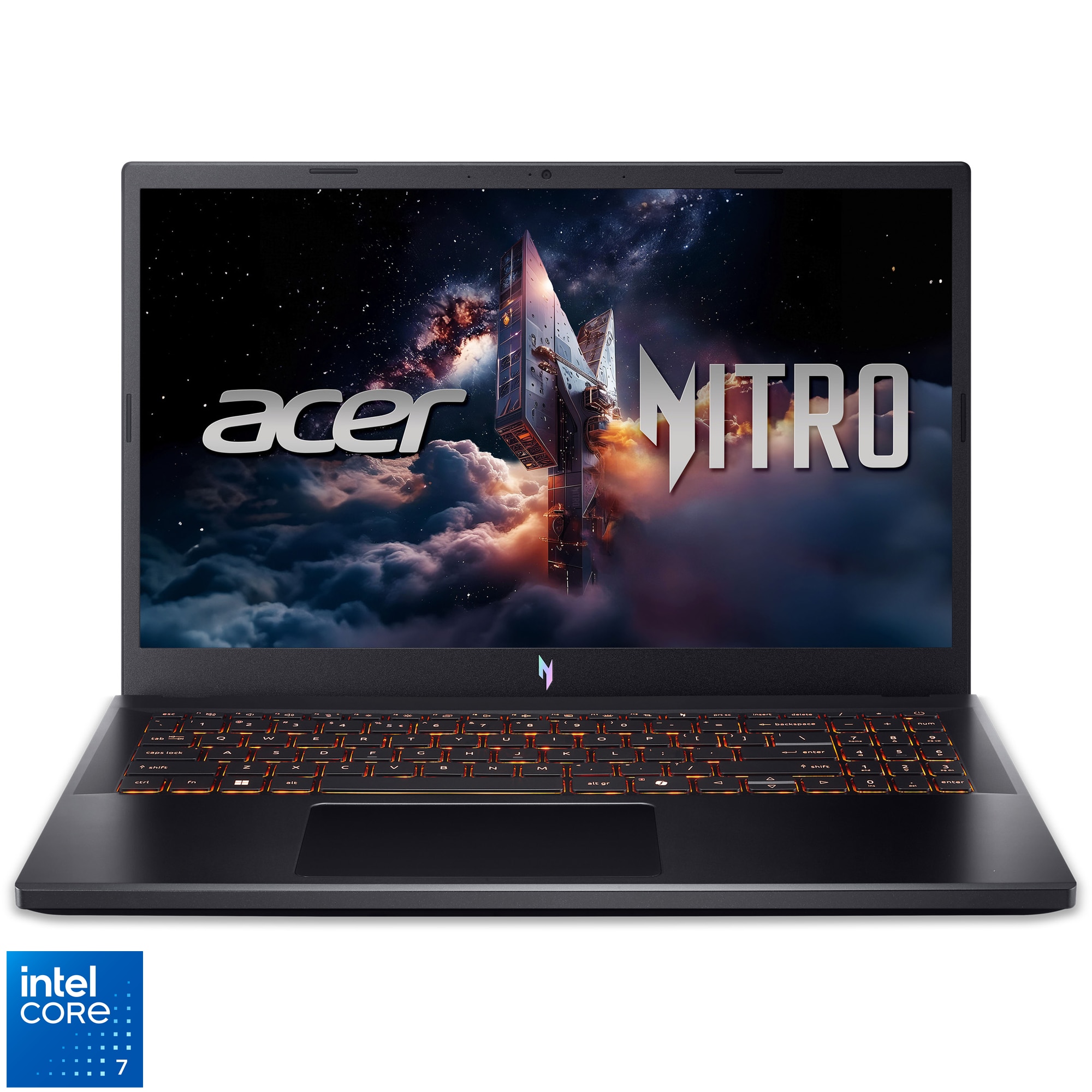 Laptop Gaming Acer Nitro V15 ANV15-52-79TY cu procesor Intel® Core™ 7 240H pana la 5.20 GHz, 15.6", Full HD, IPS, 165Hz, 16GB RAM, 1TB SSD, NVIDIA® GeForce RTX™ 5060, No OS, Obsidian Black