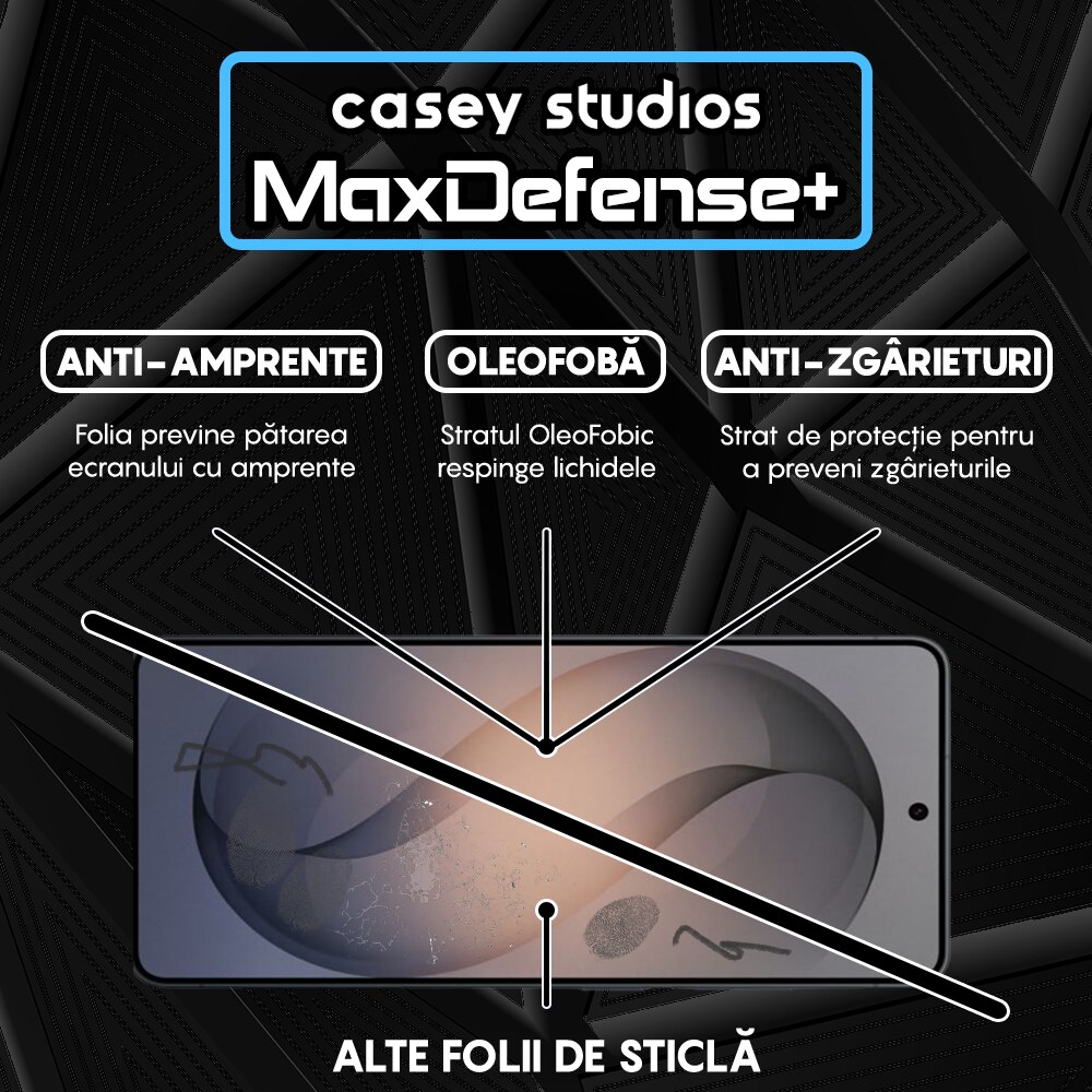 Folie Sticla CASEY STUDIOS™ pentru Samsung Galaxy S26 Ultra, Full Cover 3D, Full Glue, Duritate Militara, Protectie Profesionala Ecran 3D, Anti Zgarieturi, Margini Negre