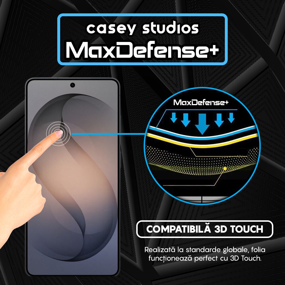 Folie Sticla CASEY STUDIOS™ pentru Samsung Galaxy S26 Ultra, Full Cover 3D, Full Glue, Duritate Militara, Protectie Profesionala Ecran 3D, Anti Zgarieturi, Margini Negre
