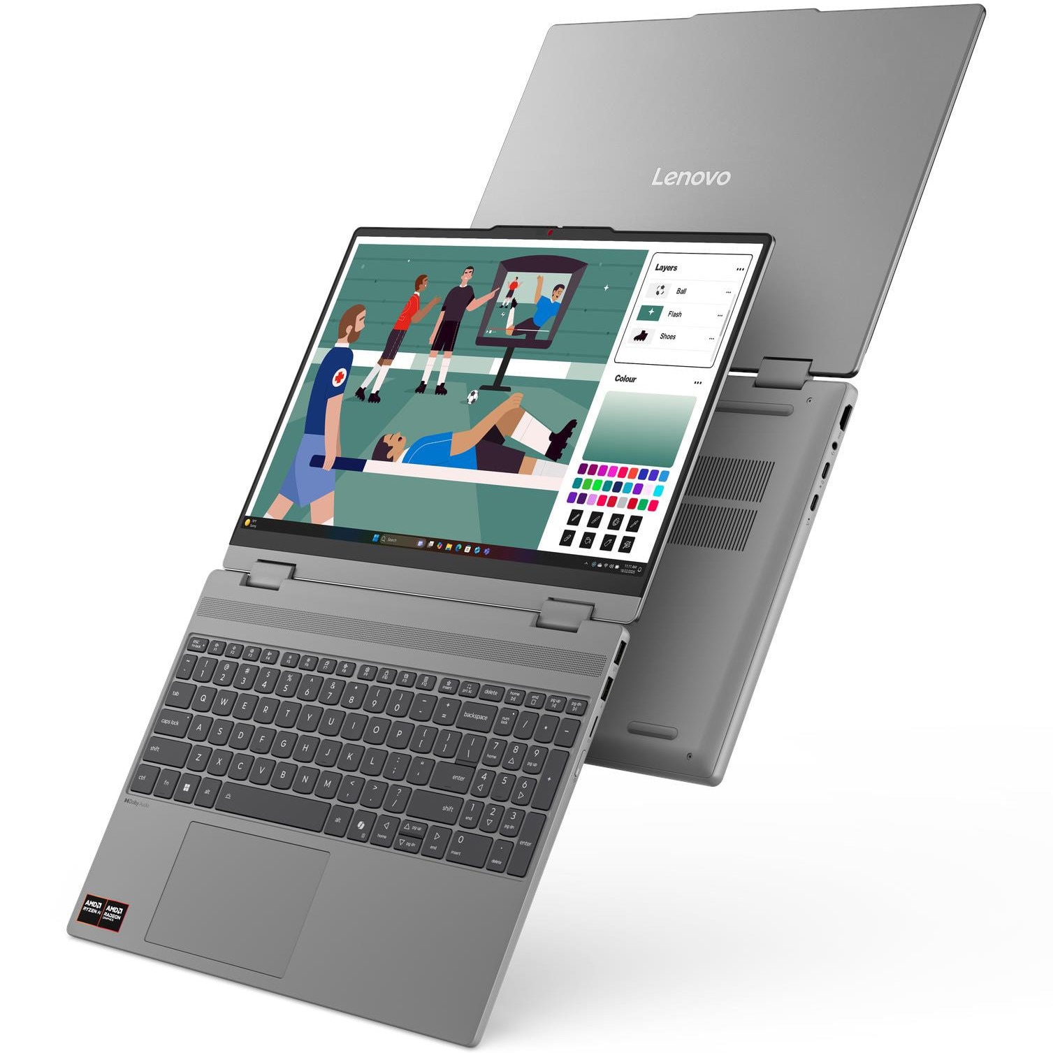 Laptop Lenovo IdeaPad 5 2-in-1 15AGP11 cu procesor AMD Ryzen™ AI 7 445 pana la 4.60 GHz, 15.3" 2.5K , OLED, Touch, 16GB RAM, 1TB SSD, AMD Radeon™ 840M Graphics, No OS, Luna Grey, 3y Courier or Carry-in