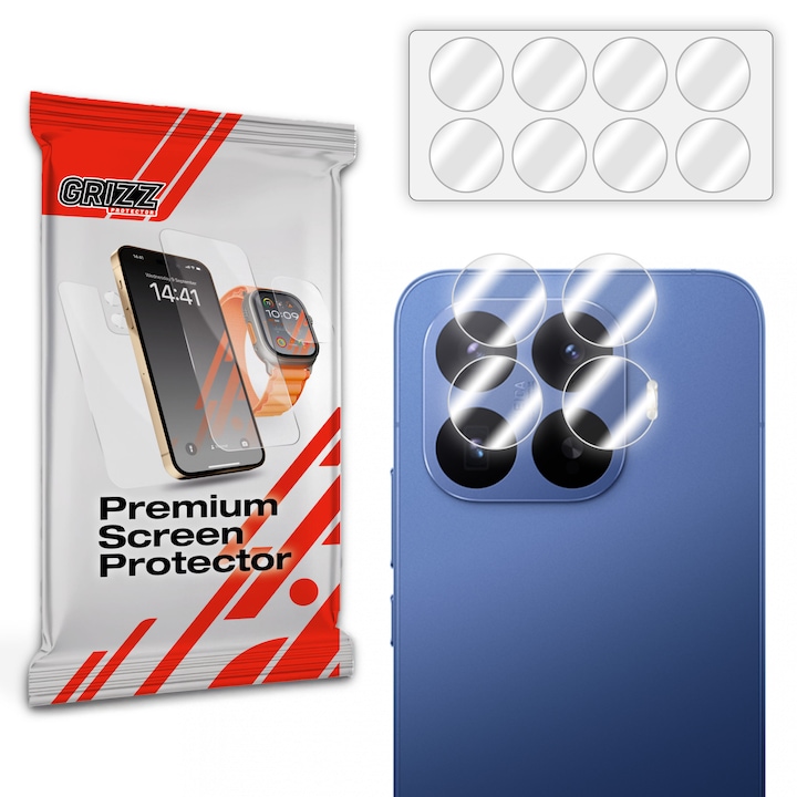 Set de 2 protectii camera foto GrizzGlass HybridGlass compatibile cu Xiaomi 17T Pro, Transparent