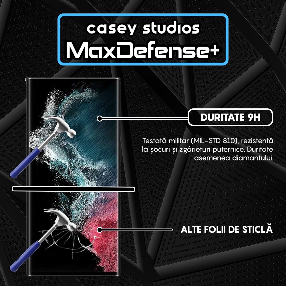 Folie Sticla CASEY STUDIOS™ compatibila cu Samsung Galaxy S22 Ultra 5G, Anti Amprente, Protectie Profesionala Ecran 3D, Anti Socuri, Ultra HD, Margini Negre
