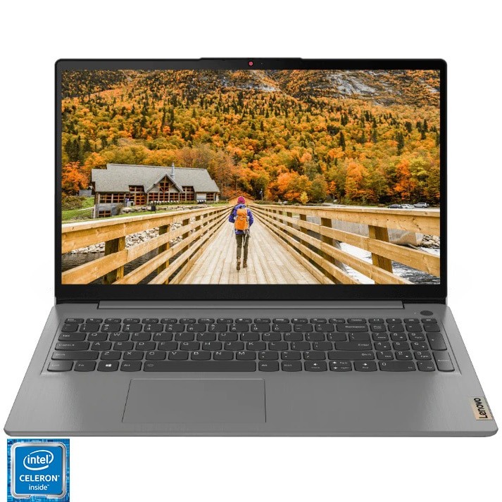 Laptop Lenovo IdeaPad 3 15ITL6 cu procesor Intel Celeron 6305, 15.6", Full HD, 4GB, 128GB SSD, Intel UHD Graphics, No OS, Arctic Grey