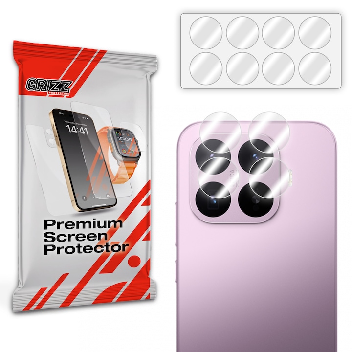 Set de 2 protectii camera foto GrizzGlass HybridGlass compatibile cu Xiaomi 17T, Transparent