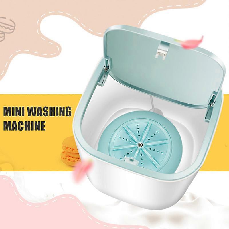 Masina de spalat mini portabila turbo, 3.8L, USB, alb roz albastru, 17x17x17cm