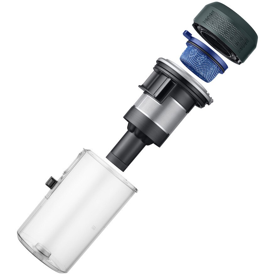 Aspirator Vertical JET 85S, Samsung VS70H25WPT/GE, Putere aspirare 250W, 25.2V, 0.8l, filtrare HEPA, autonomie 60 de minute, black chrometal