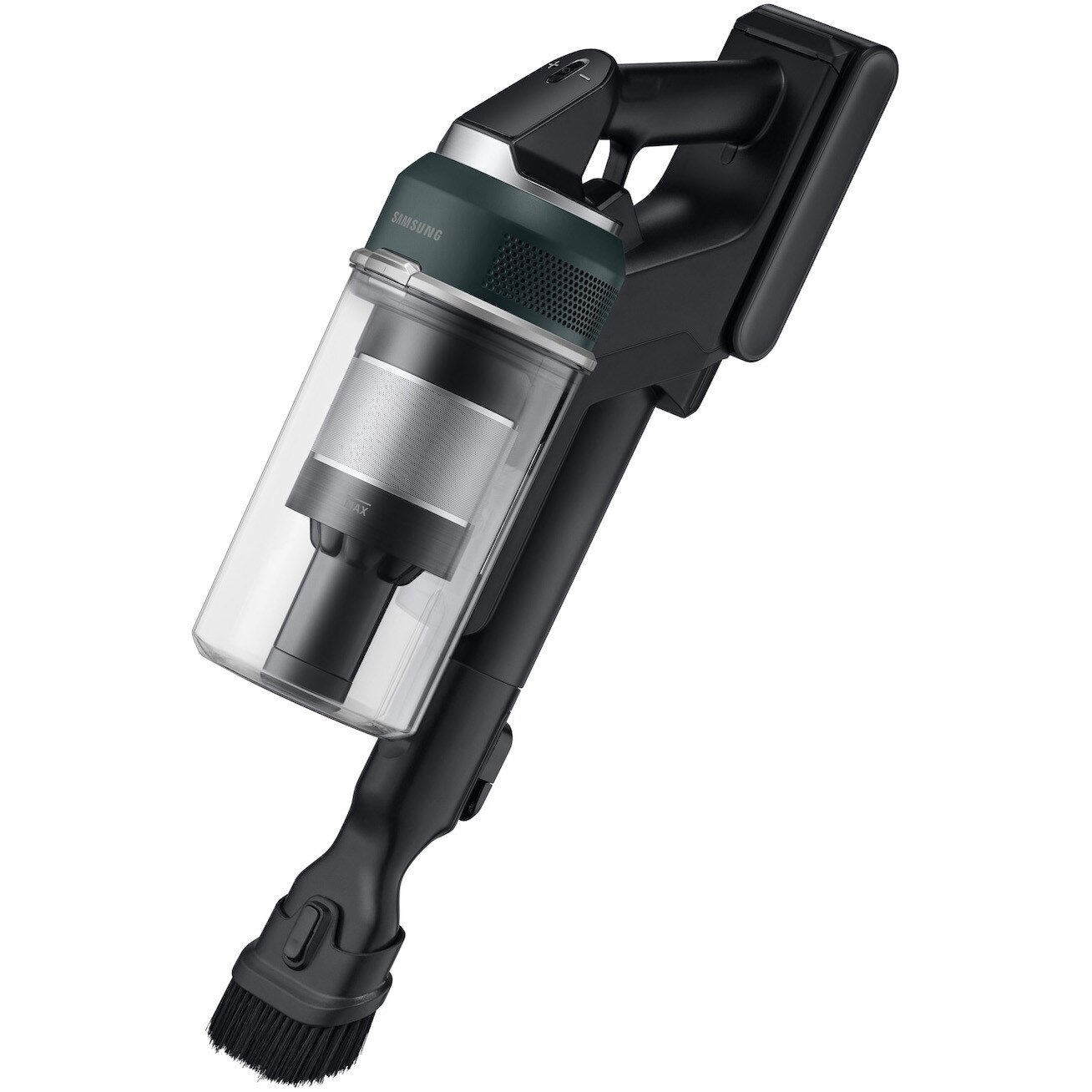 Aspirator Vertical JET 85S, Samsung VS70H25WPT/GE, Putere aspirare 250W, 25.2V, 0.8l, filtrare HEPA, autonomie 60 de minute, black chrometal